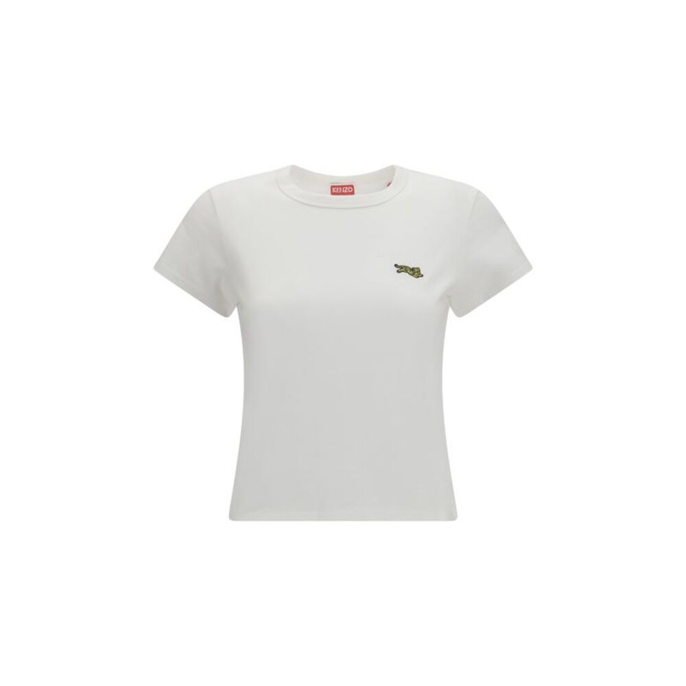 Kenzo Women Jumping Tiger Embroidered Cotton T-Shirt